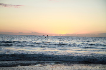 Photo taken during sunrise at Copacabana beach in Rio de Janeiro, Brazil. 