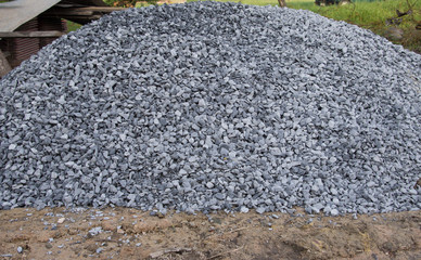 pile crushed stone for construction.