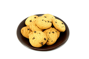 Mini Chocolate chips cookies isolated on white