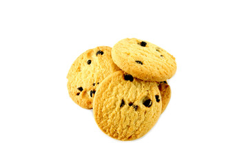 Mini Chocolate chips cookies isolated on white