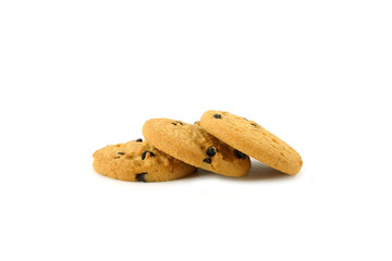 Mini Chocolate chips cookies isolated on white