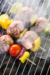 grilled meatballs with vegetables