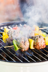 grilled meatballs with vegetables