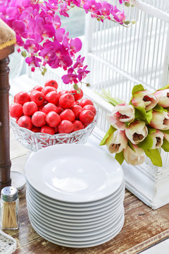 Fresh Cheery Fruit in glass jar