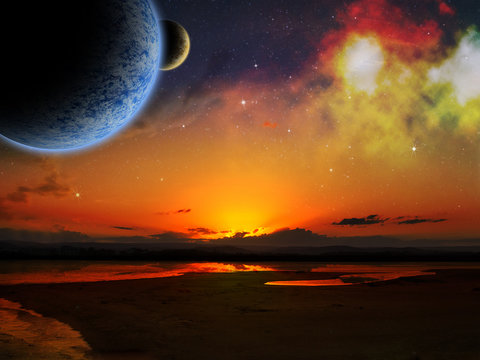 Sci-fi fantasy image of planets and space.