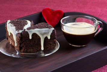 Chocolate cake with coffee