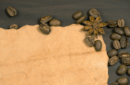 Parchment with coffee beans