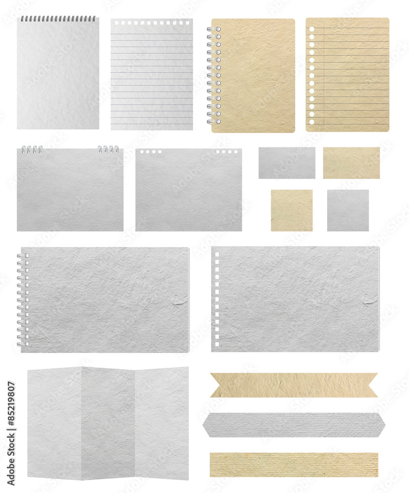 Aufkleber paper textures background, isolated on white background save paths for design work