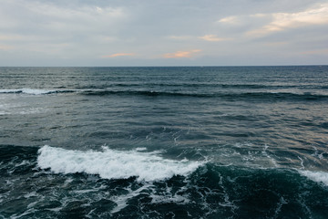 Waves in the Pacific Ocean in Ocean Beach, California.