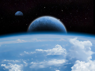 Sci-fi fantasy image of planets and space.