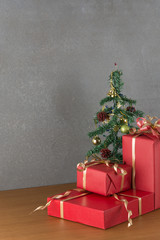 gift box on wood table