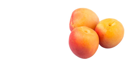 Ripe apricot over white background