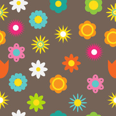 Fototapeta na wymiar Paper Trendy Flat Flower Seamless Pattern Vector Illustration