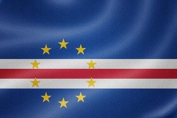 Cape Verde flag on the fabric texture background