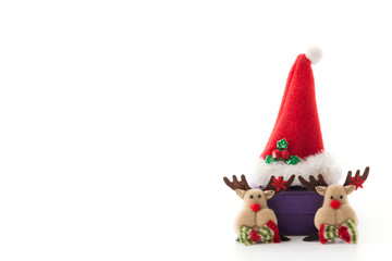 gift box with christmas hat and raindeer