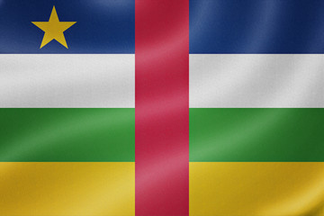Central African flag on the fabric texture background