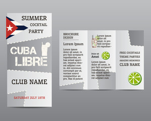 Summer cocktail party flyer invitation template with Cuba Libre