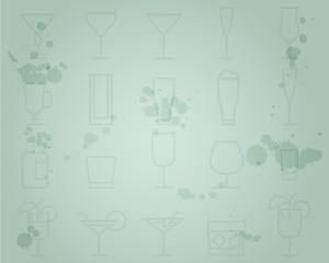 Summer cocktail party grunge background with cocktails line