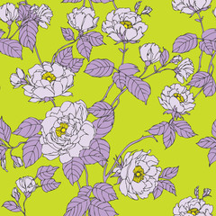 Elegance Seamless pattern with flowers roses, floral vector illustration in vintage style
