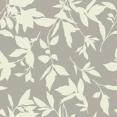 Elegance Seamless pattern with leaf ornament, floral illustration in vintage style
