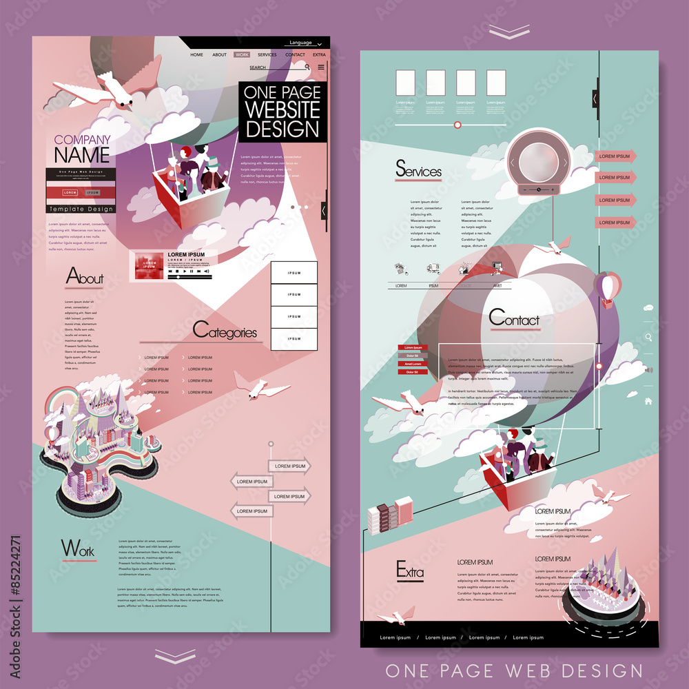 Canvas Prints modern one page website design template