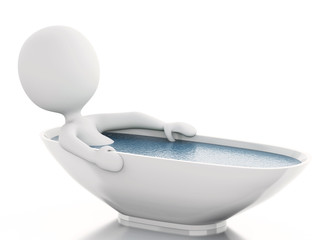 3d white person relaxing in a bath