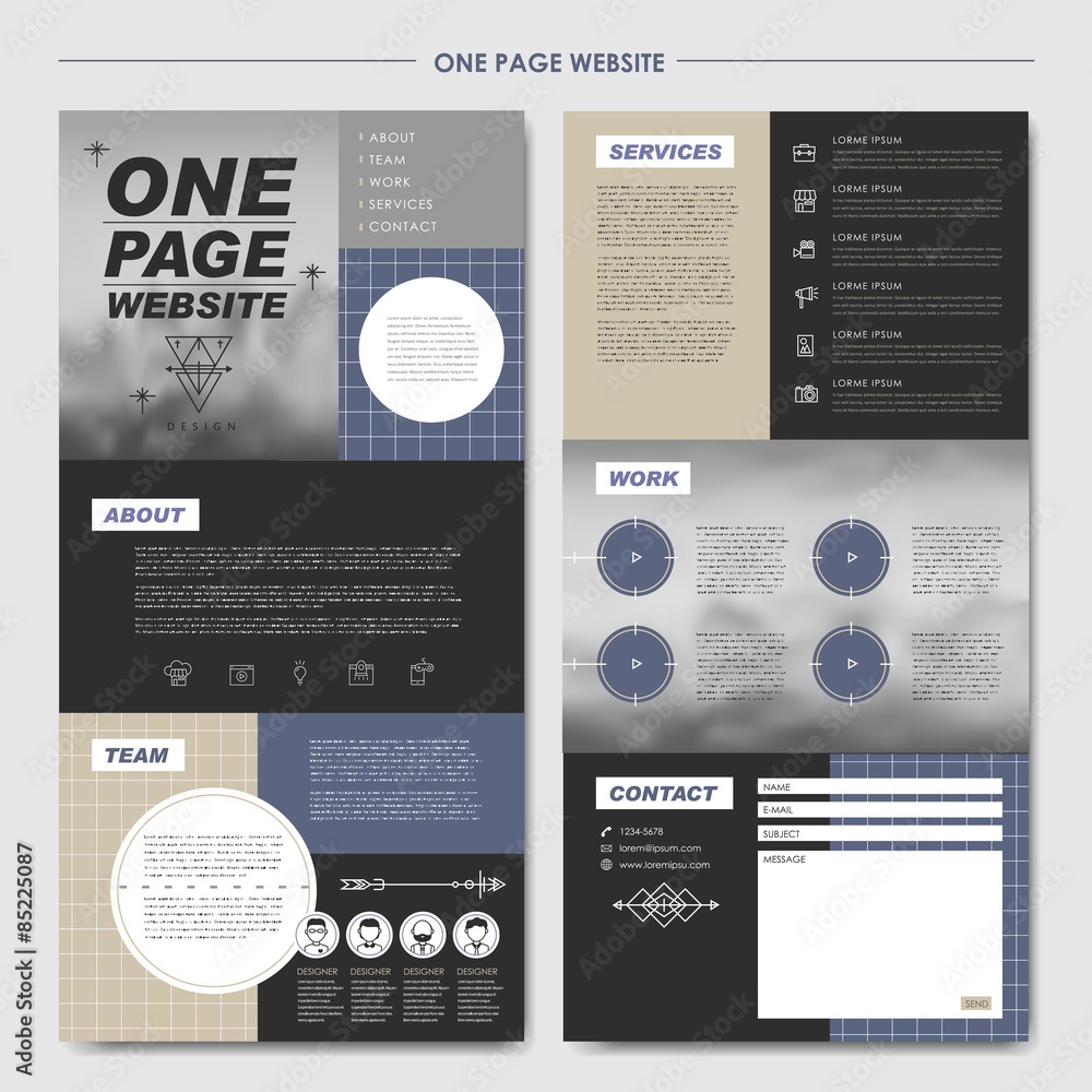 Canvas Prints modern one page website design template