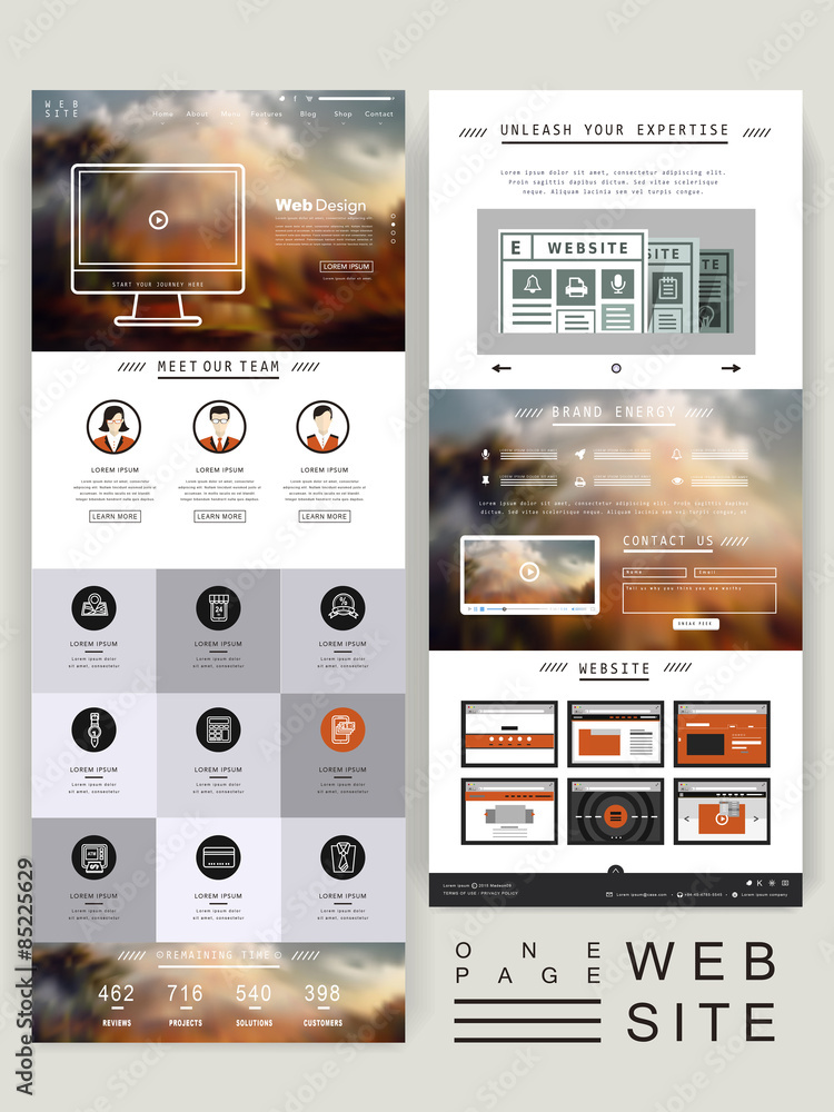 Canvas Prints elegant one page website design template