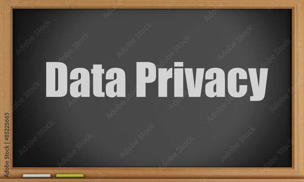 Poster 3d data privacy text on blackboard.