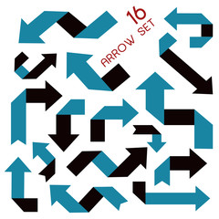 set of blue origami arrows set