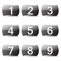 Numbers Counting Black Vector Button Icon Design Set