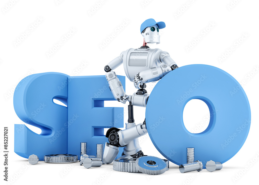 Poster seo robot. technology concept. isolated. clipping path