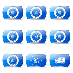 24 Hours Services Blue Vector Button Icon Design Set