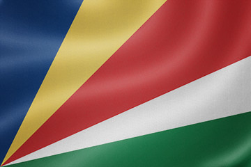 Seychelles flag on the fabric texture background