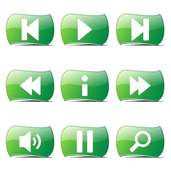 Multimedia Controller Green Vector Button Icon Design Set