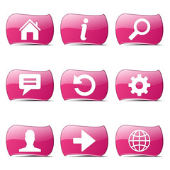Web Internet Pink Vector Button Icon Design Set