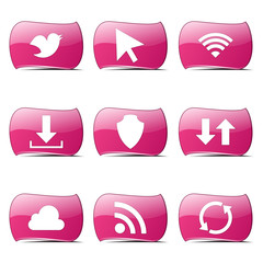 Web Internet Social Pink Vector Button Icon Design Set