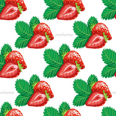 Seamless pattern with strawberries