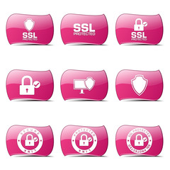 Protection Web Internet Pink Vector Button Icon Design Set