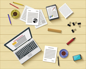 Flat Style Modern Design of Office Workplace.