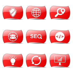 SEO Internet Sign Red Vector ButtonIcon Design Set 2