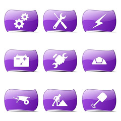 Construction Tools Violet Vector Button Icon Design Set
