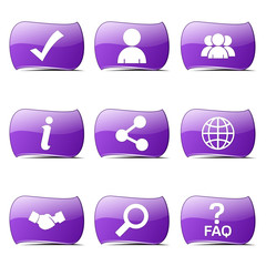 Web Internet Violet Vector Button Icon Design Set 2