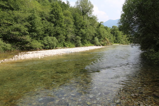 small island rocks in mountain river