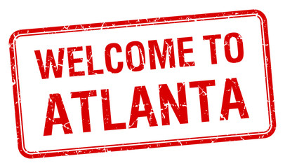 welcome to Atlanta red grunge square stamp