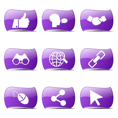 Social Internet Violet Vector Button Icon Design Set