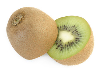 Obraz premium Owoce kiwi w plasterkach na białym tle