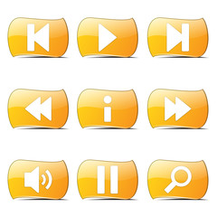 Multimedia Controller Yellow Vector ButtonIcon Design Set