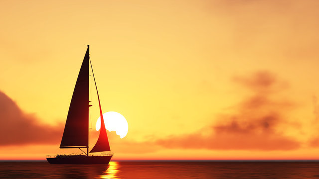 sailboat and sunset