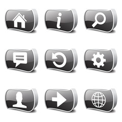 Web Internet Black Vector Button Icon Design Set